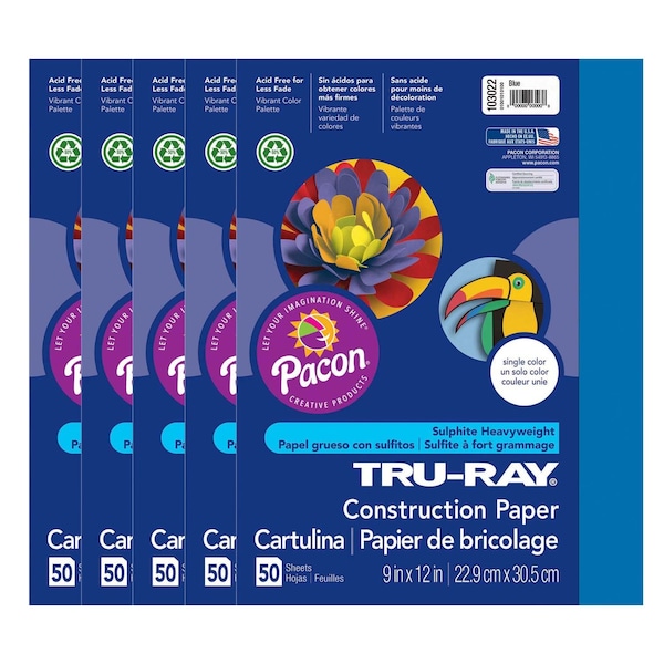 Tru-Ray Construction Paper, Blue, 9x12in, PK250